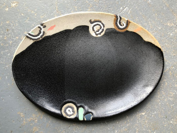 Keramik: Dessertteller oval schwarz